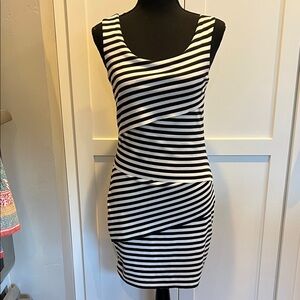 Vintage Wet Seal Black and White Striped Mini Dress M